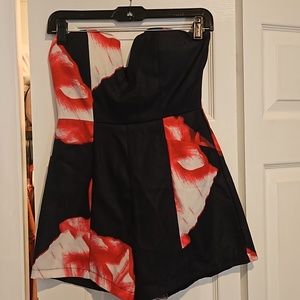 L'atiste navy and red floral romper